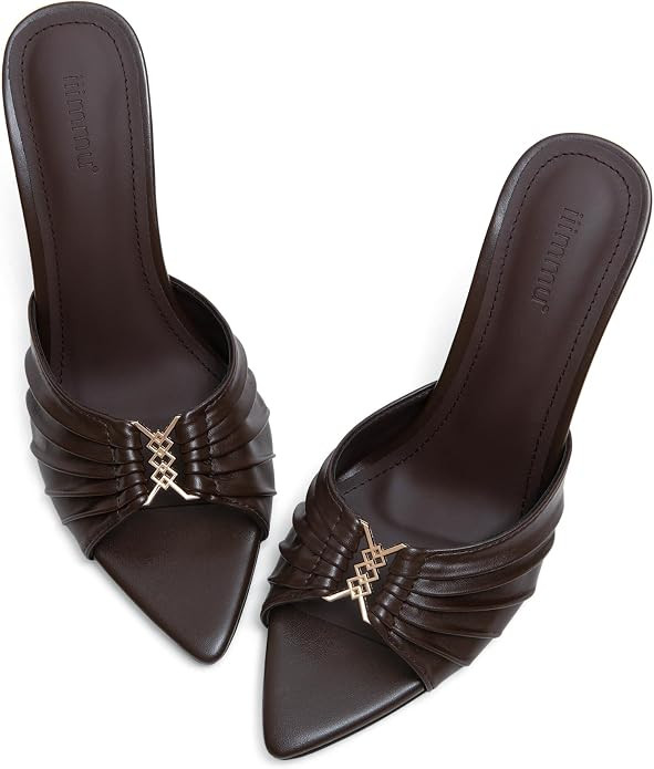 3.5 IN Stiletto Mules Heels with Gold Accents | Amazon (US)