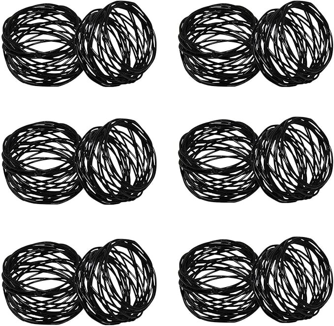 Kaizen Casa Handmade Decorations Black Napkin Rings Set of 12 Metal Mesh for Weddings Dinner Part... | Amazon (US)