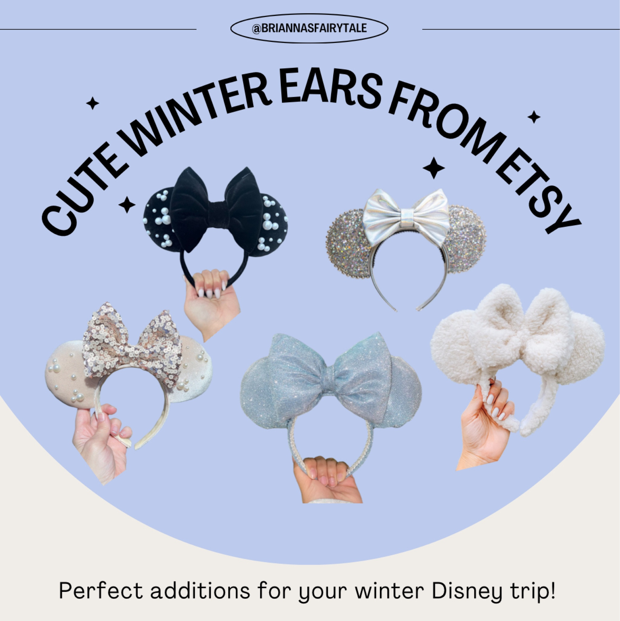 Cute and pretty Minnie ears for the winter season from Etsy! These will complete your Disney look and add some glam to your outfit! I love the sparkles, velvet and Sherpa in these. And supporting small businesses is always the best!

#LTKfamily #LTKSeasonal #LTKfindsunder50