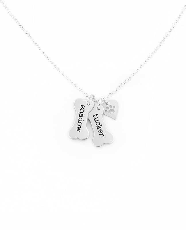 Custom Dog Bone Memorial Necklace With 925 Sterling Silver Paw Print Charm - Memorial Necklace Wi... | Amazon (US)