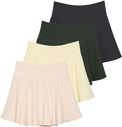 Real Essentials 4 Pack: Women’s Skater Pleated Tennis Skort - Skirt with Shorts Pockets Athletic Golf Workout | Amazon (US)