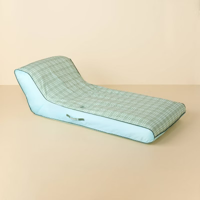 Layered Plaid Inflatable Pool Lounger Green/Blue - Hearth & Hand™ with Magnolia | Target