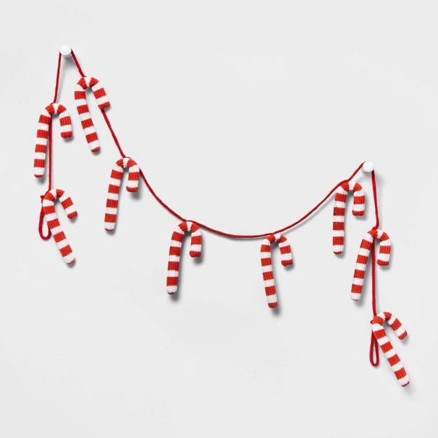 6ft Knit Candy Cane Christmas Garland Red/White - Wondershop™ | Target