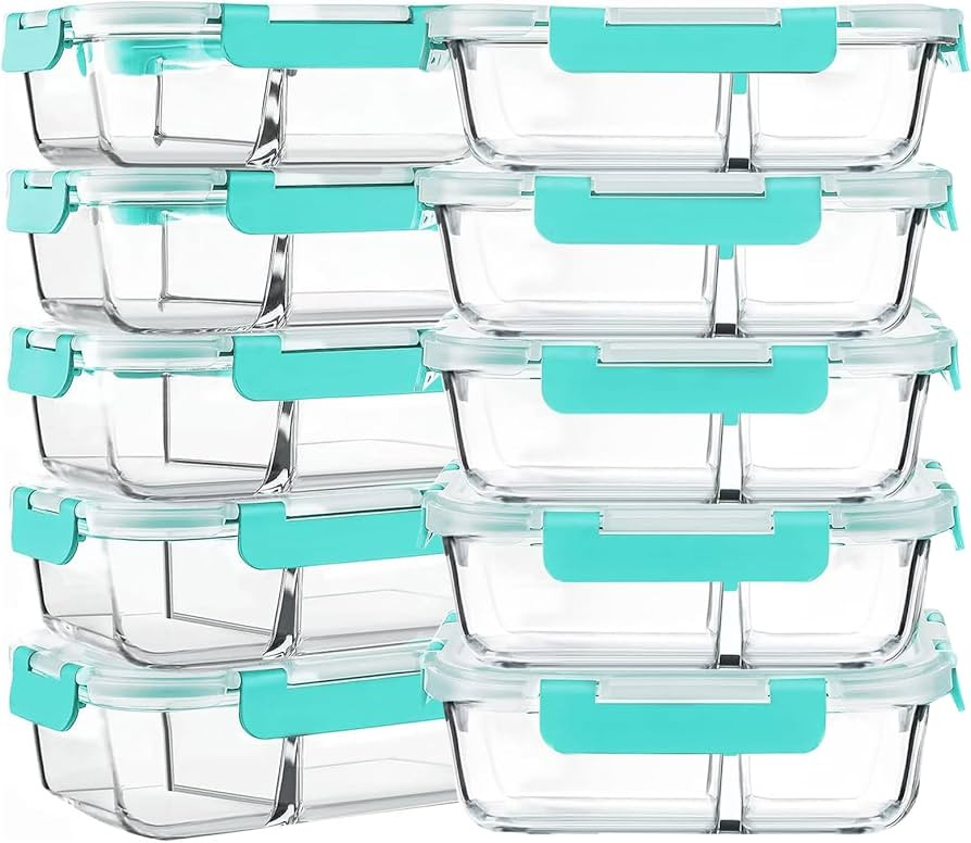 M MCIRCO 10-Pack,30 Oz Glass Meal Prep Containers 2 Compartments, Airtight Glass Lunch Bento Boxe... | Amazon (US)