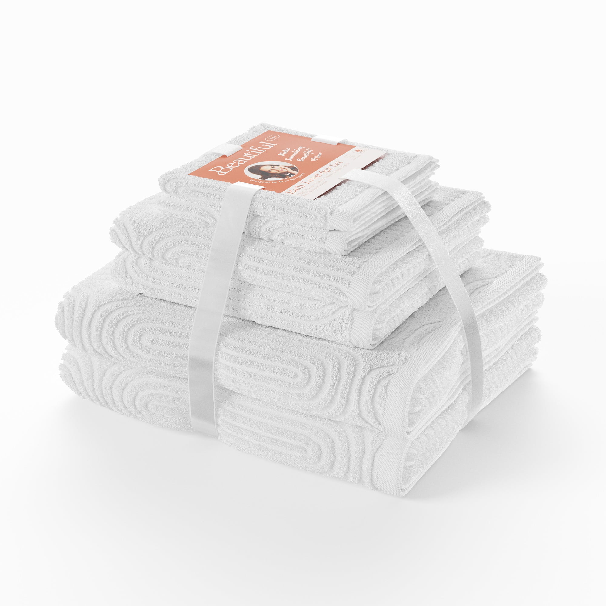 Beautiful by Drew Barrymore 6-Piece Towel Set,  Soft 100% Cotton, Off-White | Walmart (US)