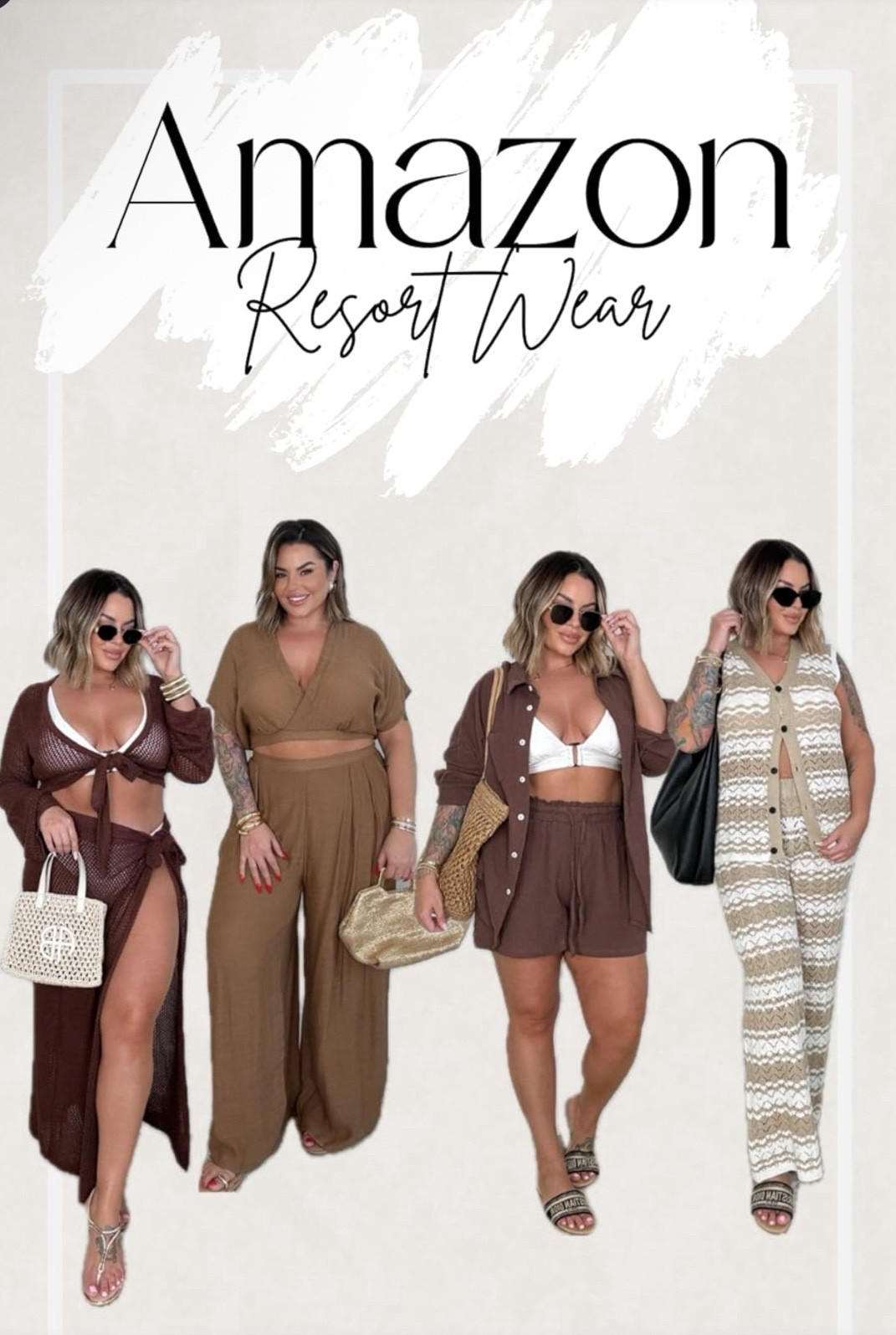 all size XL , far right set is now sold out sorry. Swim suits are old no links.




#amazonfashion #resortwear #vacationoutfits #amazonfinds #midsizestyle #effortlessstyle #neutralstyle #beachoutfits #vacationstyle #amazonstyle #ootdinspo #styleinspo #summerstyle #ltkstyle #resortstyle