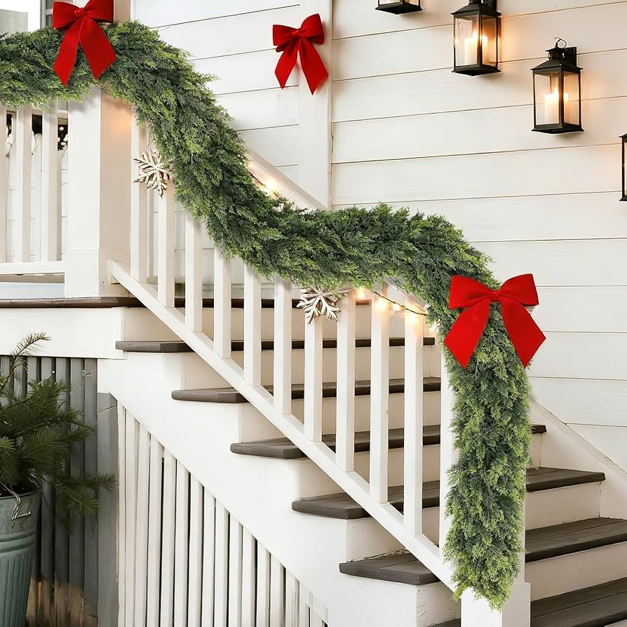 16FT Cedar Garland for Fireplace - Artificial Christmas Garland Thick and Lush Realistic Faux Ced... | Amazon (US)