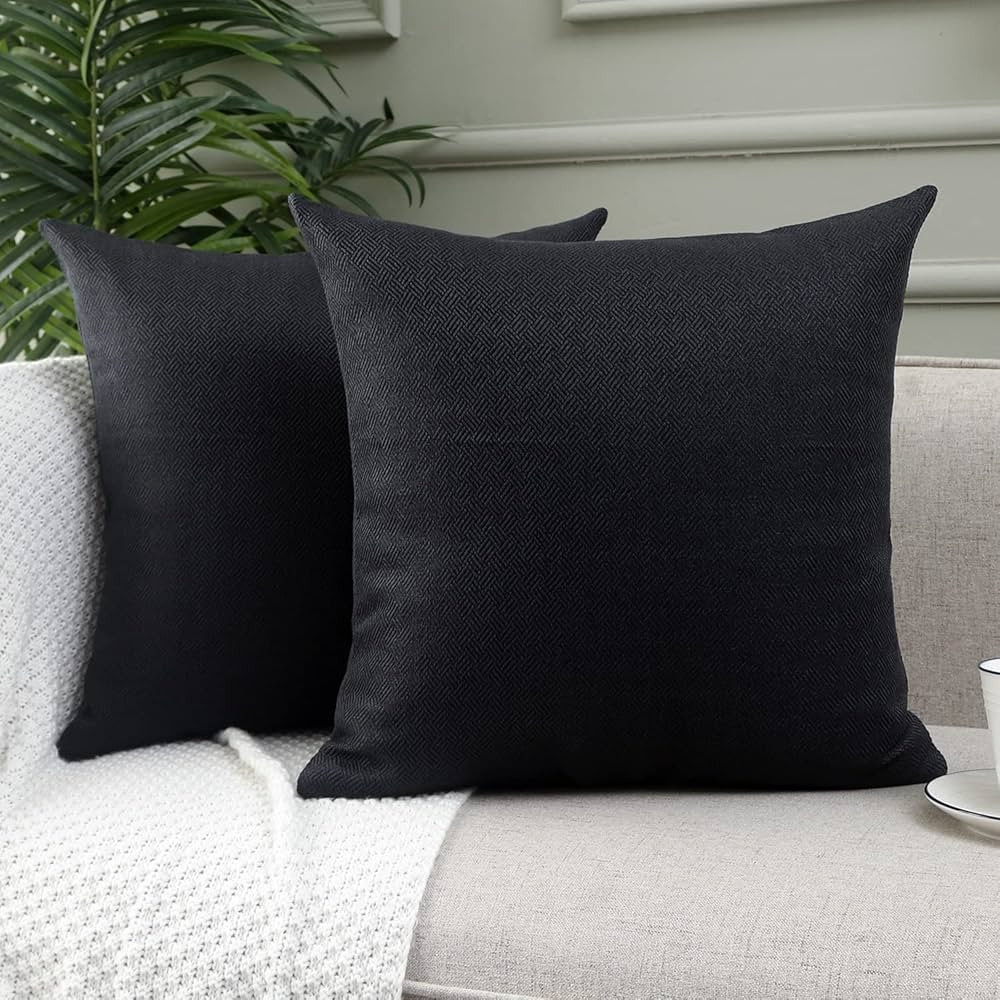 Jepeak Linen Throw Pillow Covers Cases, Pack of 2 Decorative Farmhouse Rustic Woven Textured Cush... | Amazon (US)