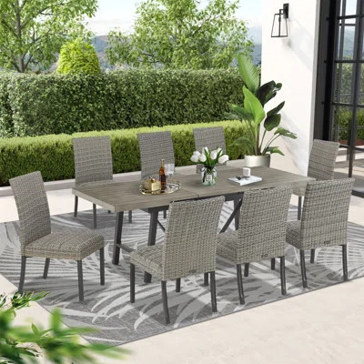 Patio 8 Person 91.5" Long Automatic Extendable Dining Set | Wayfair North America