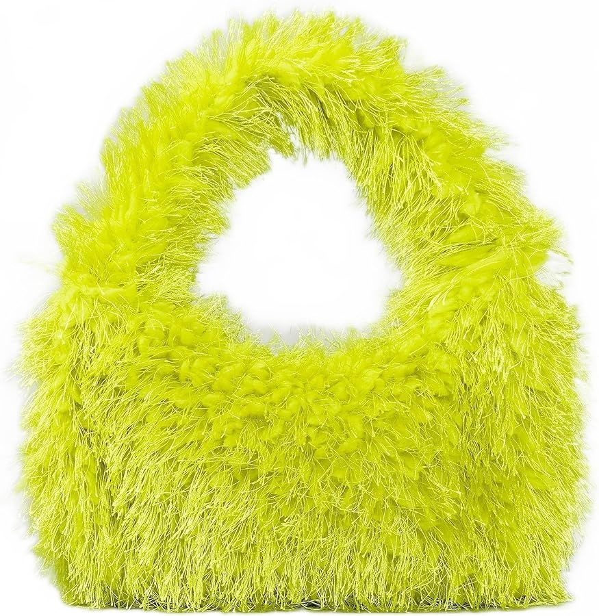 Faux Fur Fluffy Hobo Bag Furry Handbag Purse Y2K Fuzzy Tote Bag,Trendy Cute Plush Purse for Women | Amazon (US)