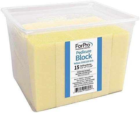 ForPro Yellow Pedicure Block, 220/220 Grit, Three-Sided Pedicure Nail Buffer, 3.5” L x 1” W x... | Amazon (US)
