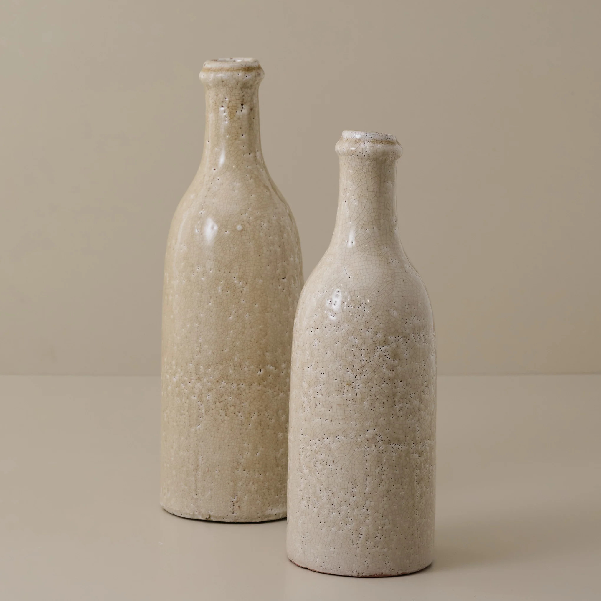 Cream Crackle Bottle Vase | Magnolia