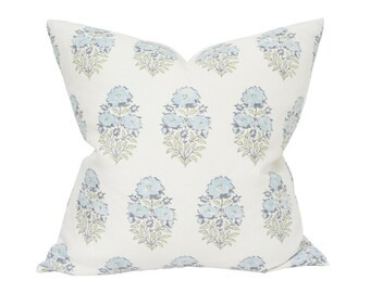 Lisa Fine Mughal Flower Pillow Cover in Monsoon // Designer | Etsy | Etsy (US)