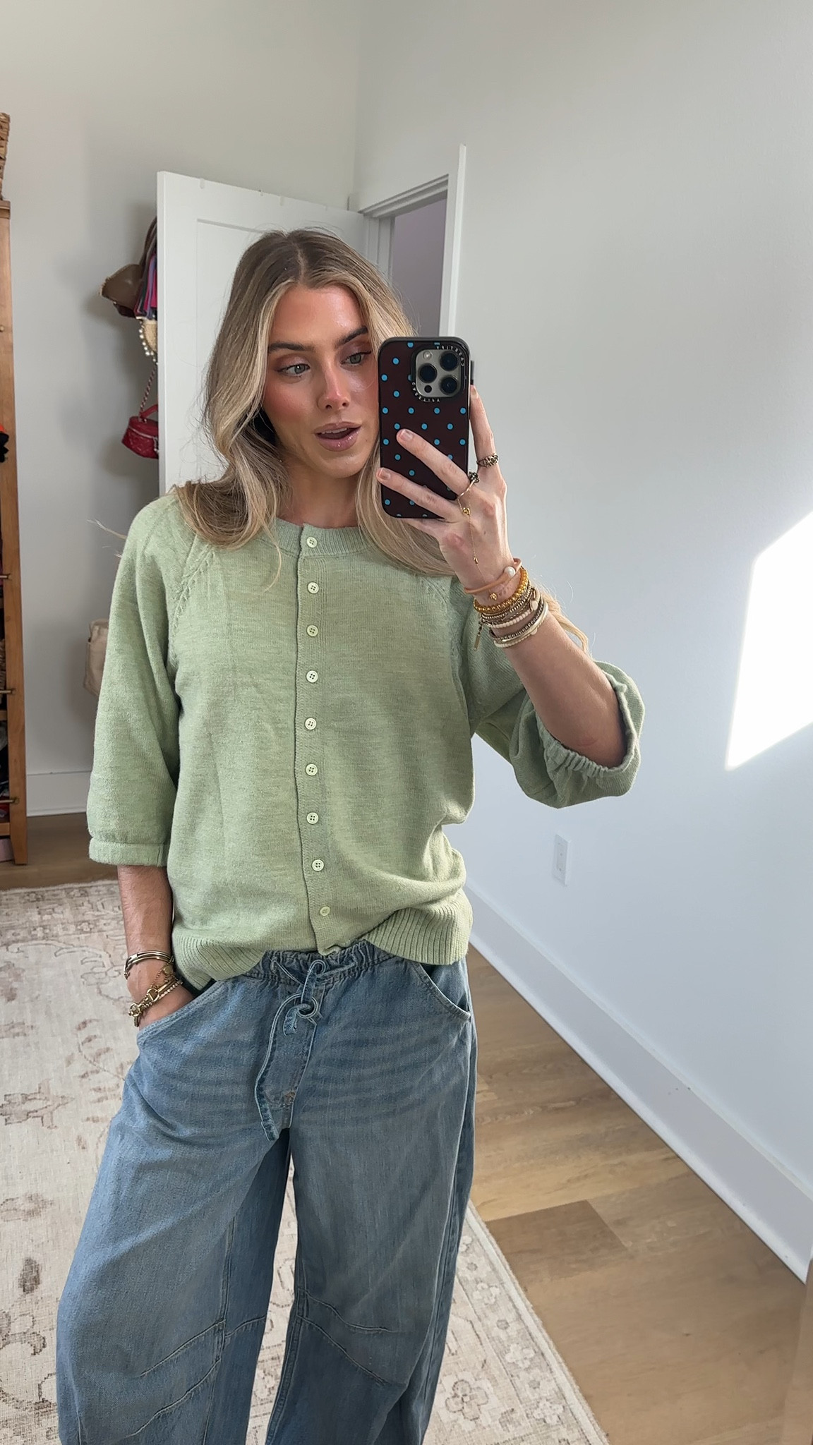 Amazon size small Women's Casual Short Puff Sleeves Crewneck Cardigan Button Down Knit Sweater Open Front Jumper

#LTKspring #LTKootd #LTKspringtrends