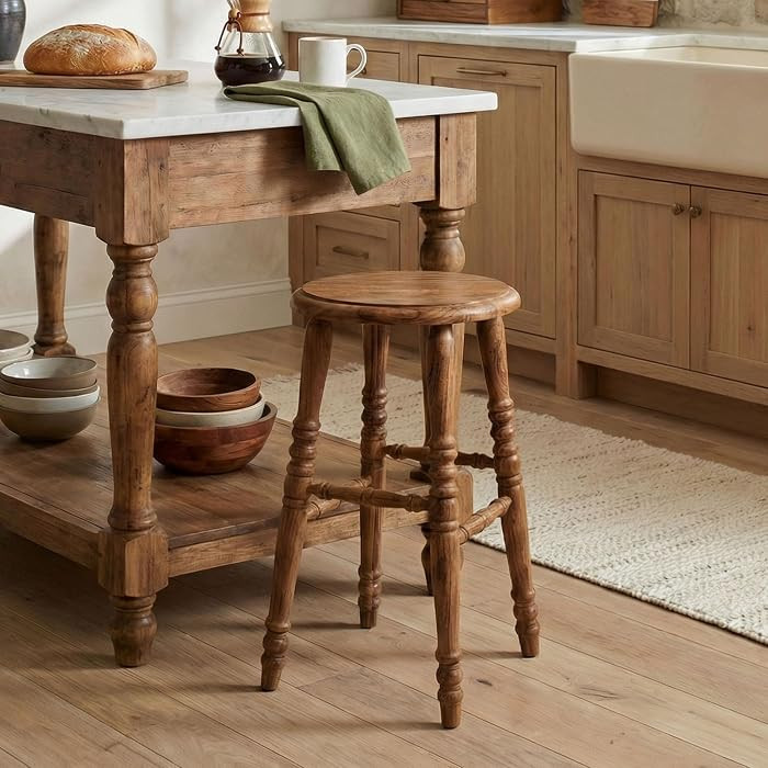 Baylor Farmhouse Counter Stool, Rustic Brown Vintage-Style | Amazon (US)