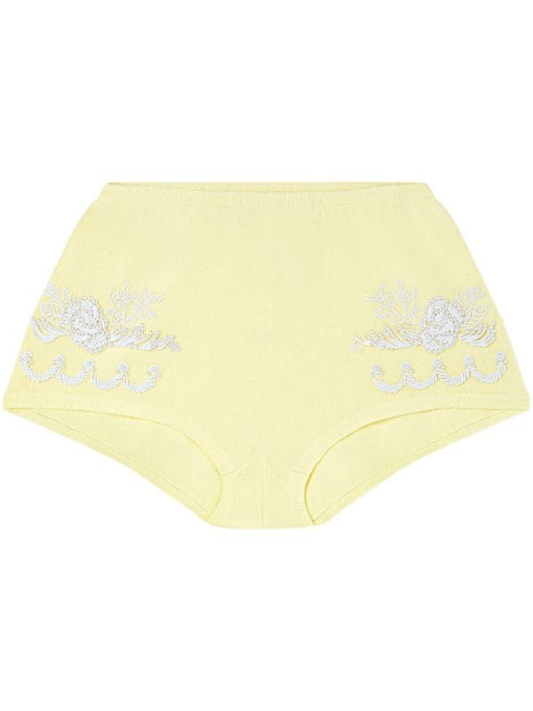 Versace Embroidered Knitted Mini Shorts - Farfetch | Farfetch Global