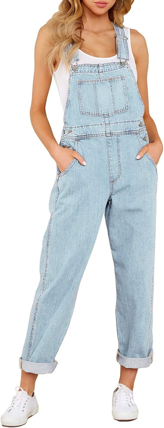 luvamia Women's Casual Stretch Adjustable Denim Bib Overalls Jeans Pants Jumpsuits | Amazon (US)