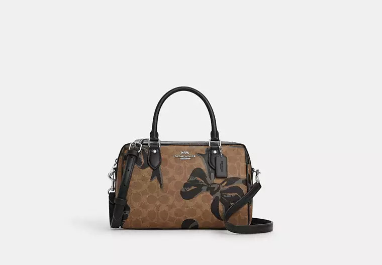 Rowan Satchel Bag In Signature Canvas With Bow Print | Coach Outlet US