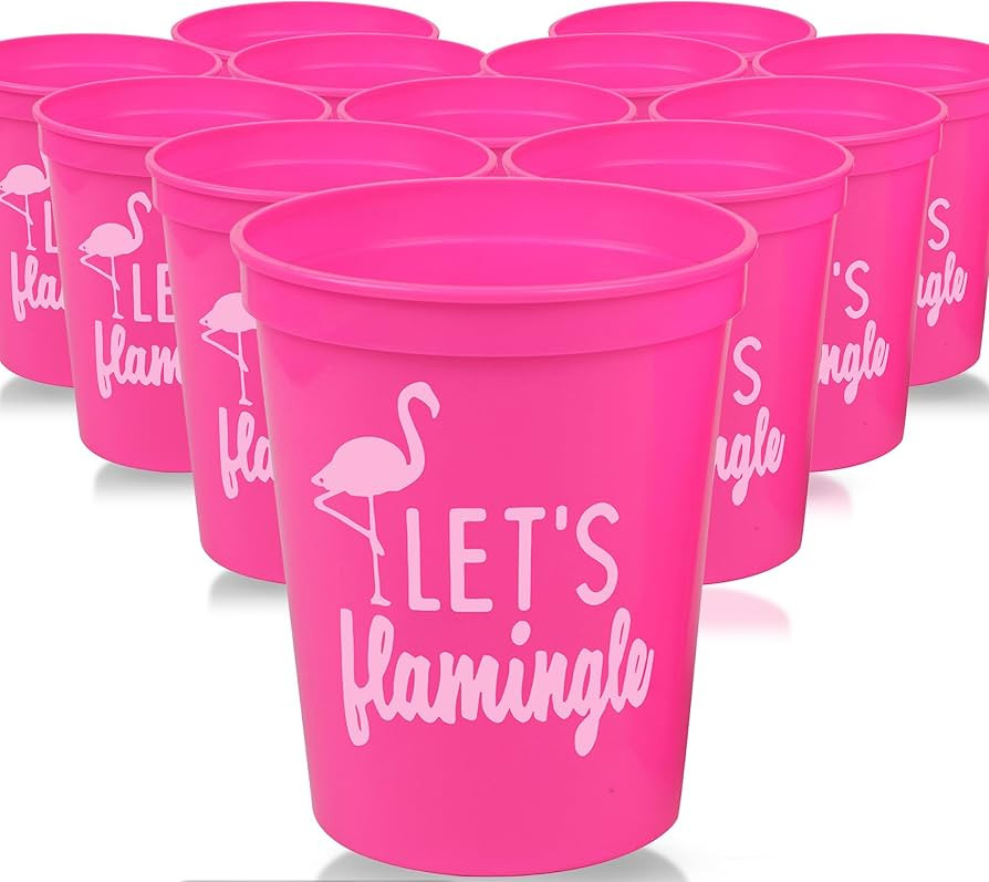 Let's Flamingle! Set of 12 Pink or White 16oz Stadium Cups, Flamingo Party Supplies Perfect for B... | Amazon (US)