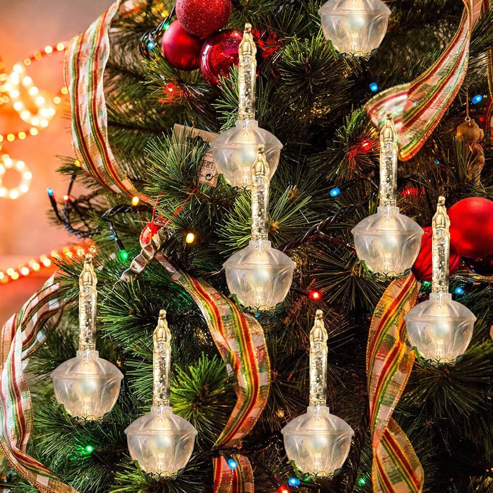 Silver Bubble Lights Set, 11Ft Vintage Christmas Bubble String Lights, 8 Clear Bulbs with Silver ... | Amazon (US)