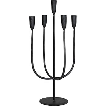 Creative Co-Op Round Hand-Forged Metal Candelabra, Holds 5, Black Taper Holder | Amazon (US)