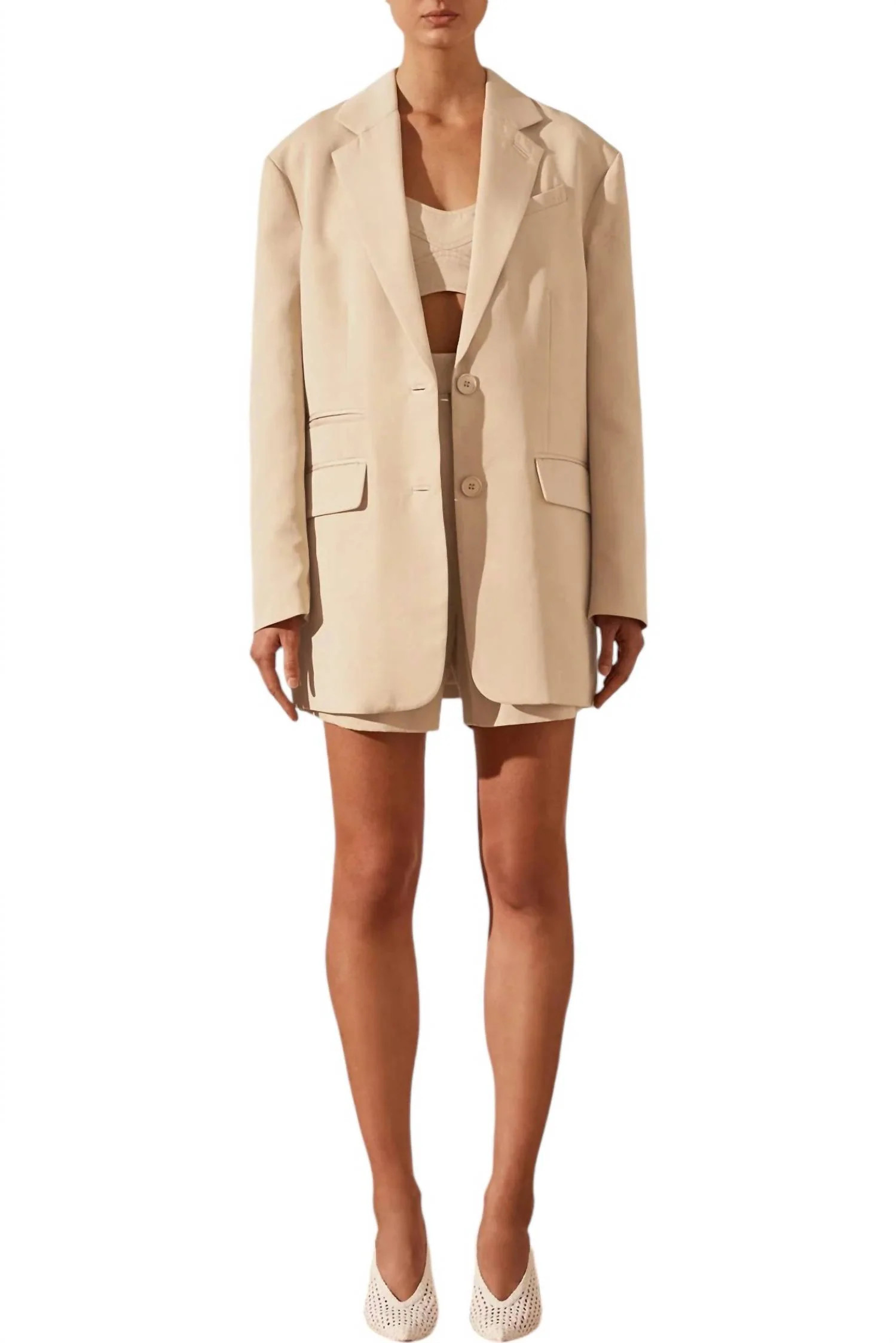 Oversized Blazer In Sand | Shop Simon