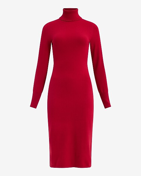 Long Sleeve Turtleneck Midi Sweater Dress | Express