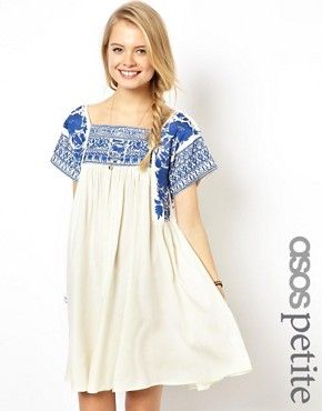 ASOS PETITE Premium Embroidered Swing Dress | ASOS US