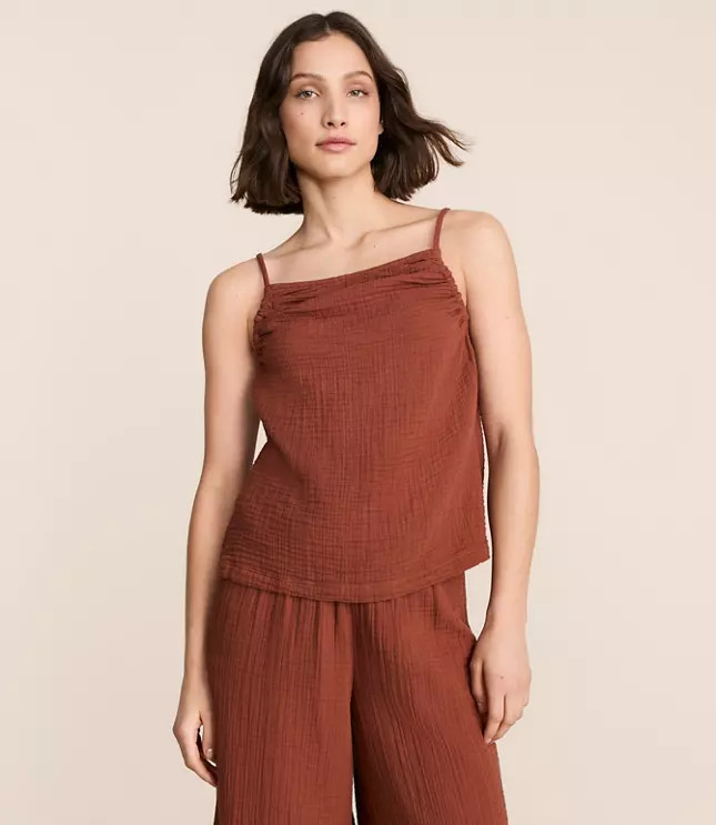 Lou & Grey Ruched Triple Cloth Tank Top | LOFT