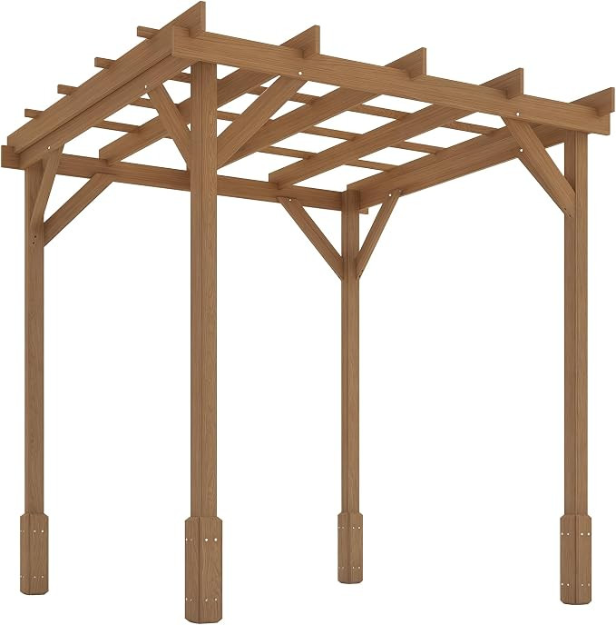 Outsunny 6.6' x 6.6' Outdoor Pergola with Stable Structure and Concrete Anchors, Wood Gazebo Grap... | Amazon (US)
