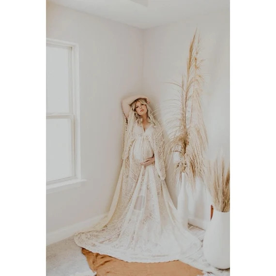 Arwen Flutter Maternity Dress Boho Flutter Sleeve Vintage Lace Boho Dress Perfect for Maternity P... | Etsy (US)