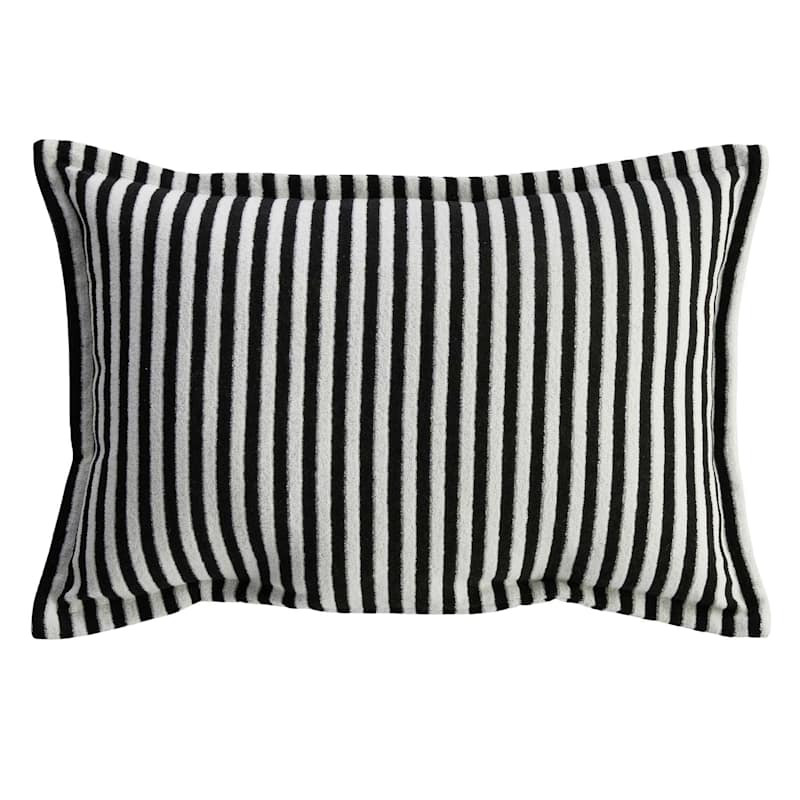 Black & White  Terry Cloth Luxe Outdoor Lumbar Throw Pillow, 14x20 | At Home