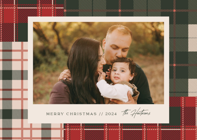 "Madras" - Customizable Holiday Photo Cards in Green or Red by Megan Cash. | Minted