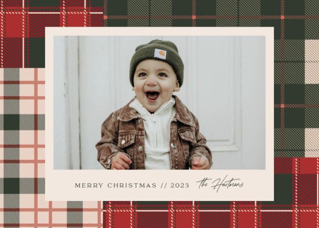 "Madras" - Customizable Holiday Photo Cards in Green or Red by Megan Cash. | Minted