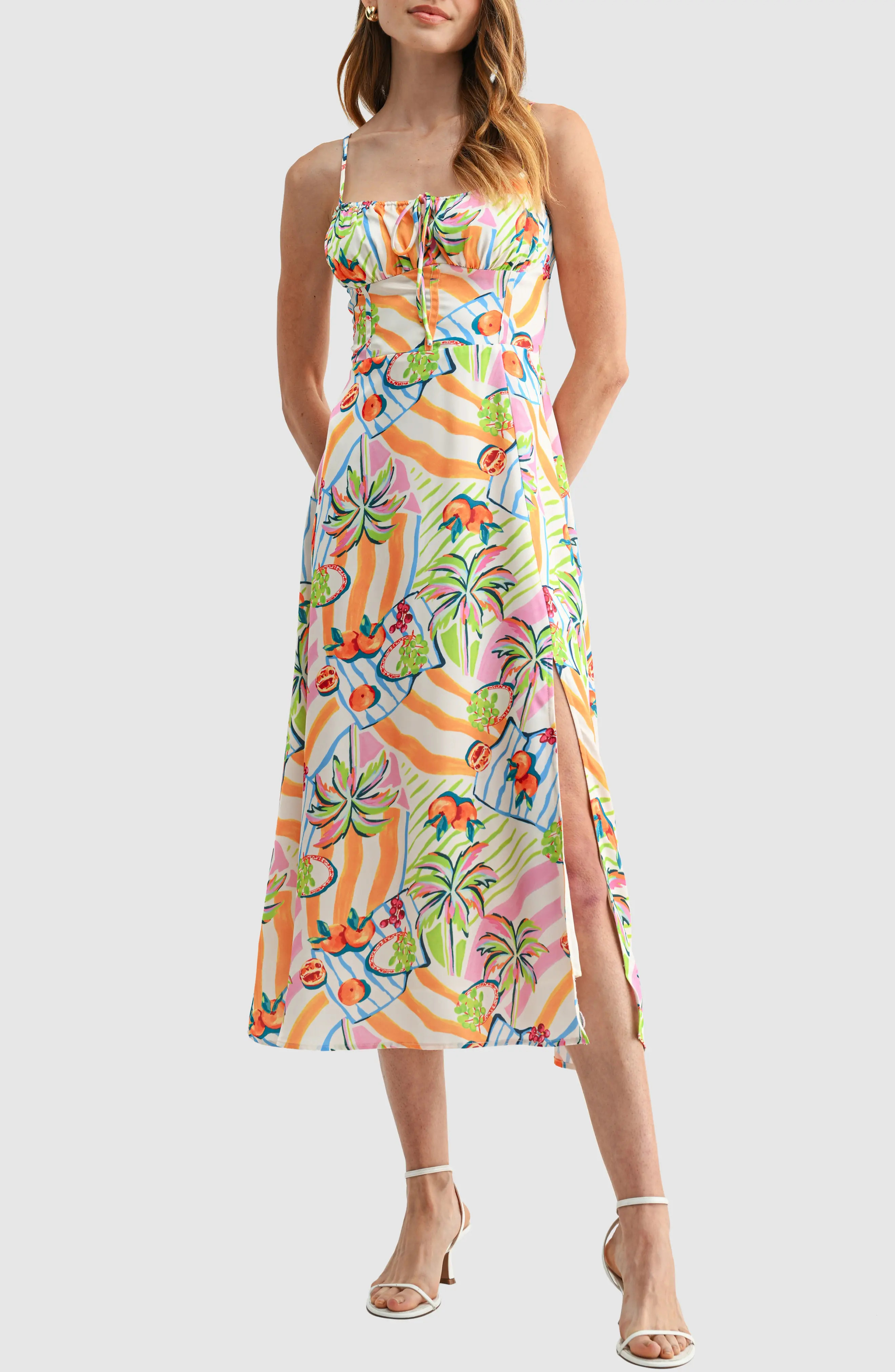 Shirred Neckline Midi Dress (Women) | Nordstrom | Nordstrom