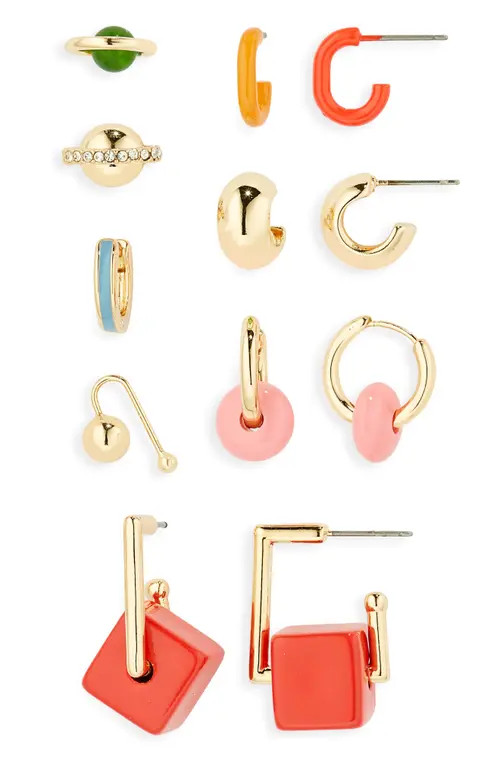 Open Edit Set of 12 Earrings in Multi- Gold at Nordstrom | Nordstrom