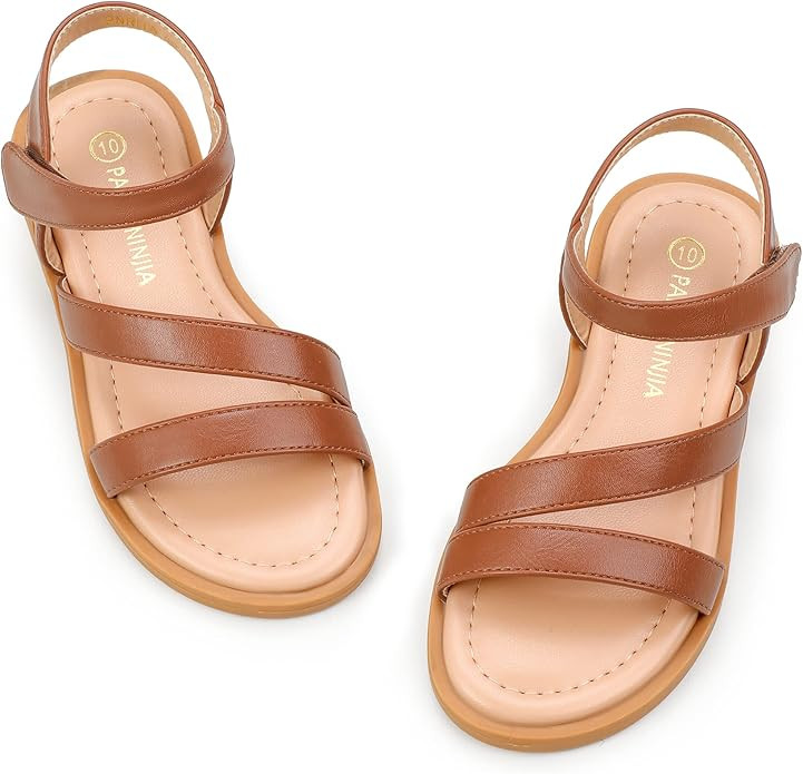 PANDANINJIA Girls Sandals Monica Summer Open Toe Flats Shoes Dress Sandals for Toddler Little Kid... | Amazon (US)