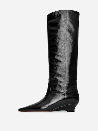 Glossy Leather Boots – Black – Women – ARKET GB | Arket UK