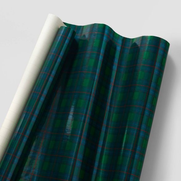25 sq ft Plaid Tidings Gift Wrap Green - Wondershop™ | Target