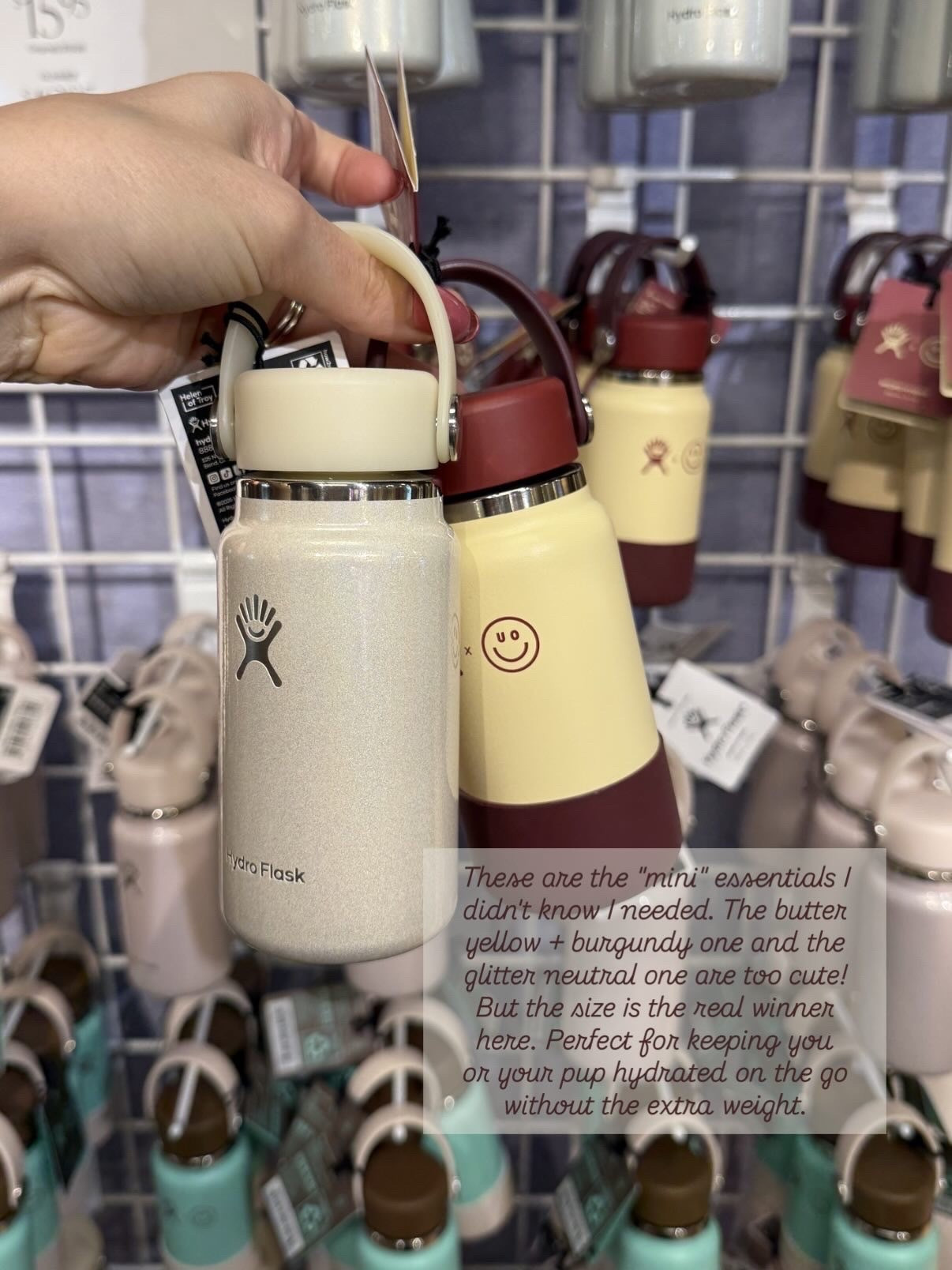 Hydro Flask
These are the "mini" essentials / didn't know I needed. The butter yellow + burgundy one and the glitter neutral one are too cute!
But the size is the real winner here. Perfect for keeping you or your pup hydrated on the go without the extra weight.

#LTKSeasonal #LTKPetite