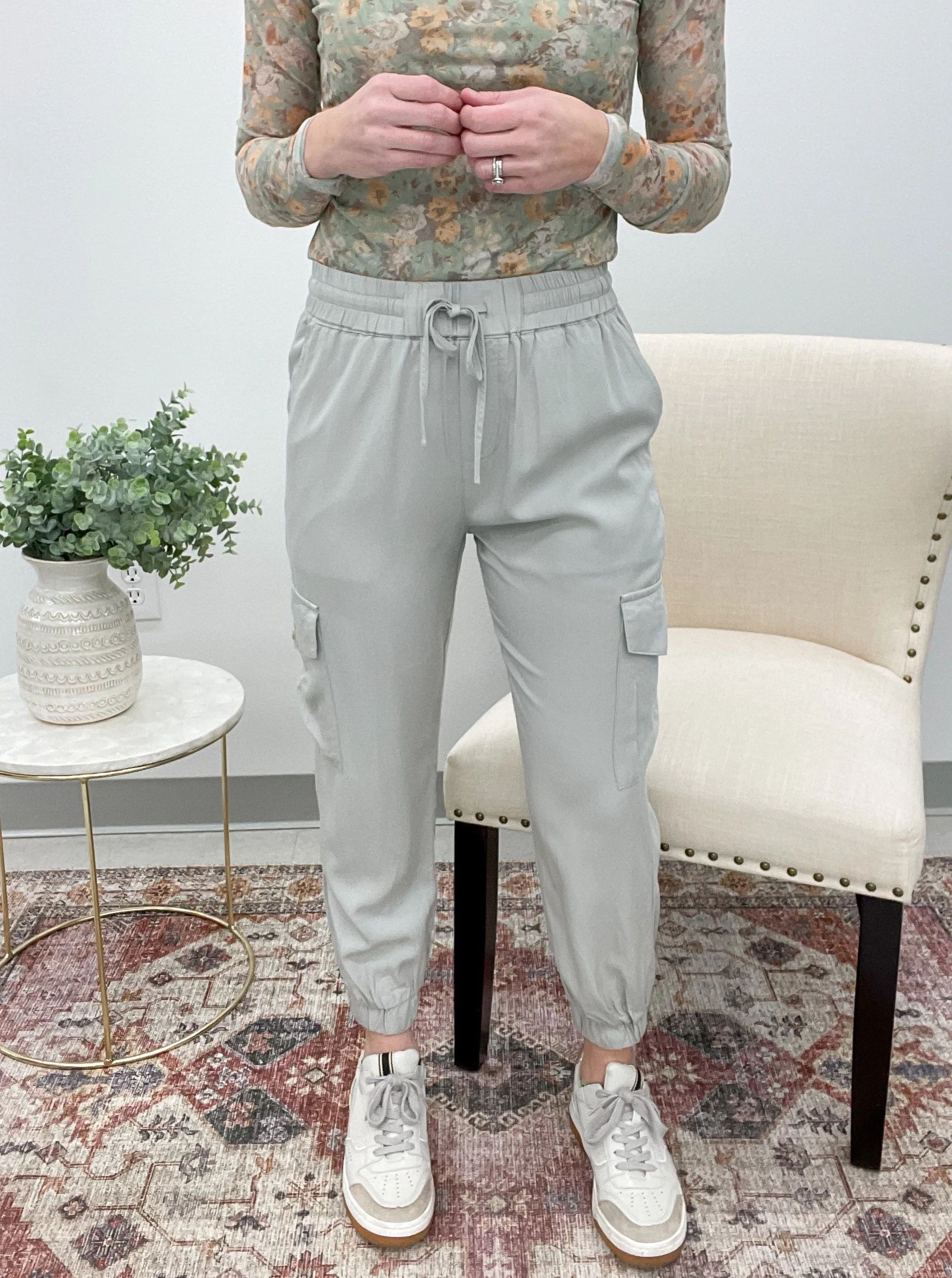 In Her Own Tencel Cargo Joggers Gray | Wave Avenue Boutique