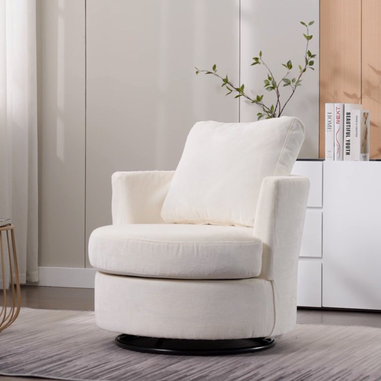 Muumblus Chenille Swivel Accent Chair, Barrel Chair Comfy Round Armchair Sofa Chair Sherpa Chair ... | Walmart (US)