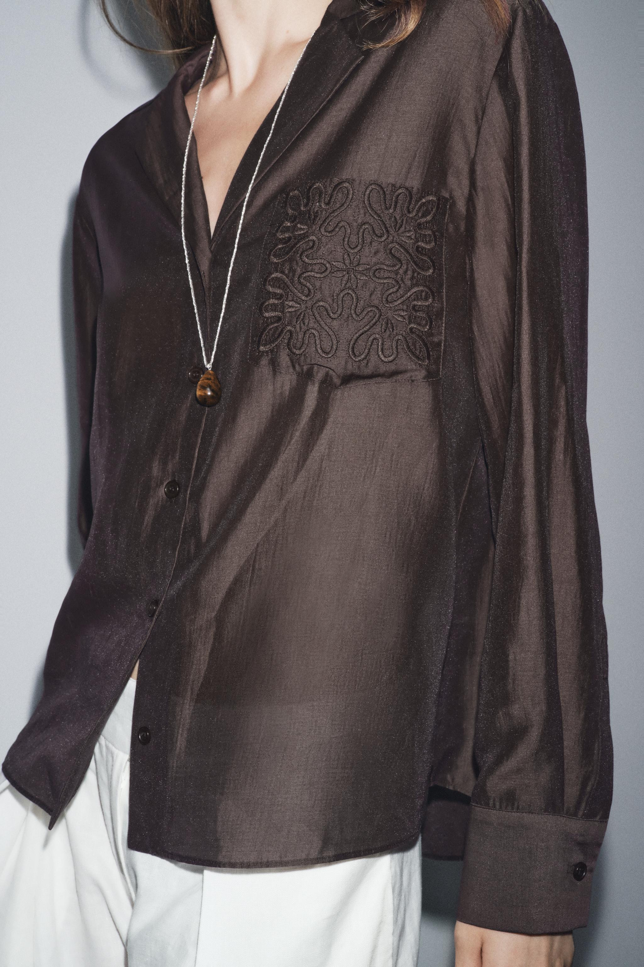 ZW COLLECTION EMBROIDERED POCKET SHIRT | Zara UK