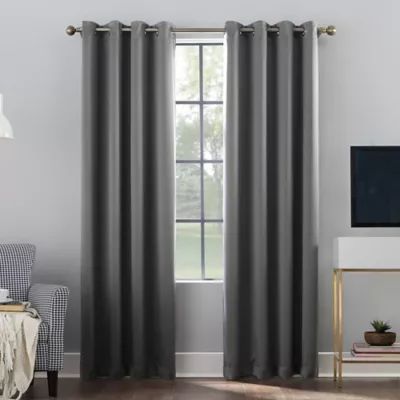 Sun Zero® Oslo 95-Inch Grommet 100% Blackout Curtain Panel in Gray | Bed Bath & Beyond