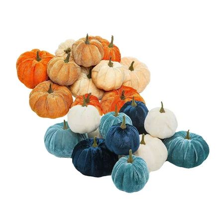 24 Pieces Assorted Mini Velvet Pumpkins Different Colour Pumpkins for | Walmart (US)