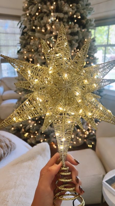 Finally found a tree topper we love. Gold tree topper. Light up tree topper. 

#LTKhome #LTKHoliday #LTKSeasonal