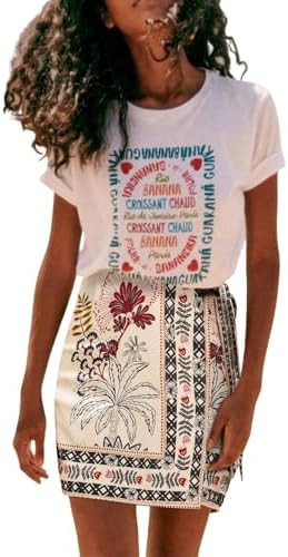 Womens Summer Floral Wrap Short Skirt Tie Side High Waist A Line Beach Vacation Boho Mini Skirt | Amazon (US)