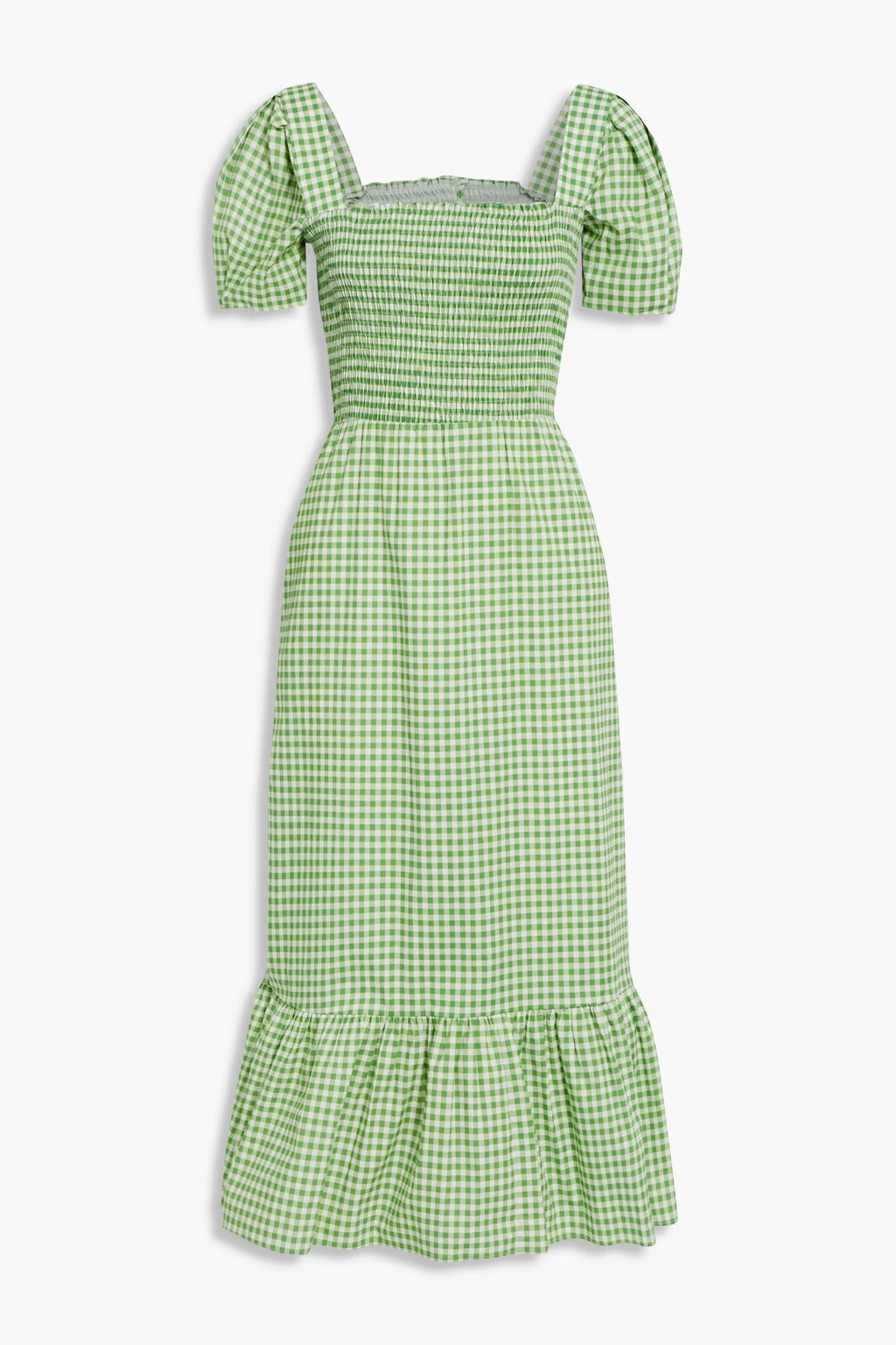 Green Fromer gingham cotton-blend poplin midi dress | HVN | THE OUTNET | The Outnet (US and CA)