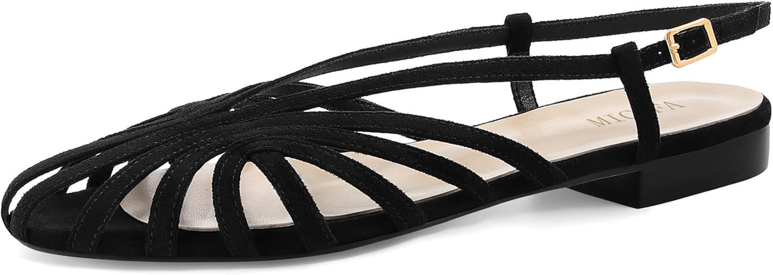 MICIFA Slingback Flat Sandals for Women Round Toe Low heel Sandals Buckle Strap Slip on Flats Sum... | Amazon (US)