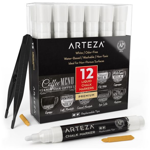 Arteza Liquid Chalk Markers, White, Set of 12 | Target